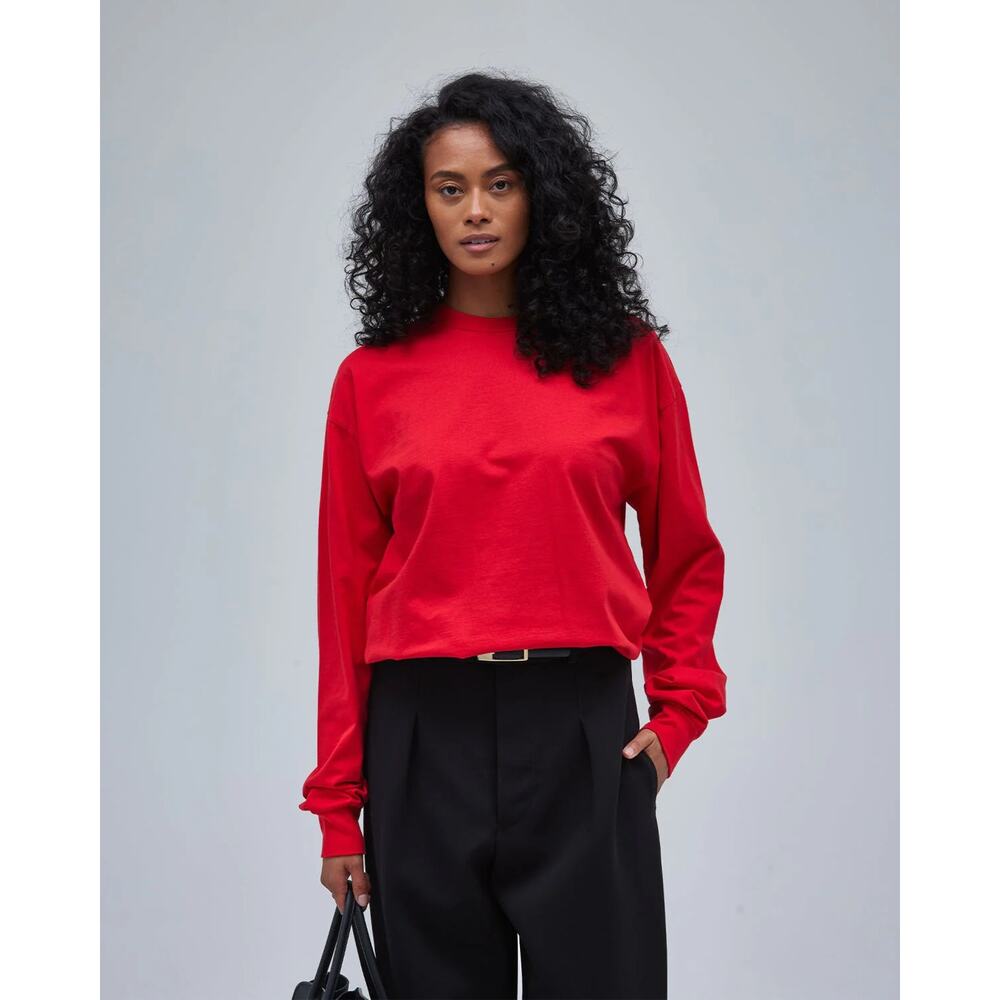 thirtyyears Long Sleeve Box Tee T-Shirt Crewneck XS Cherry Red TY215 NWT